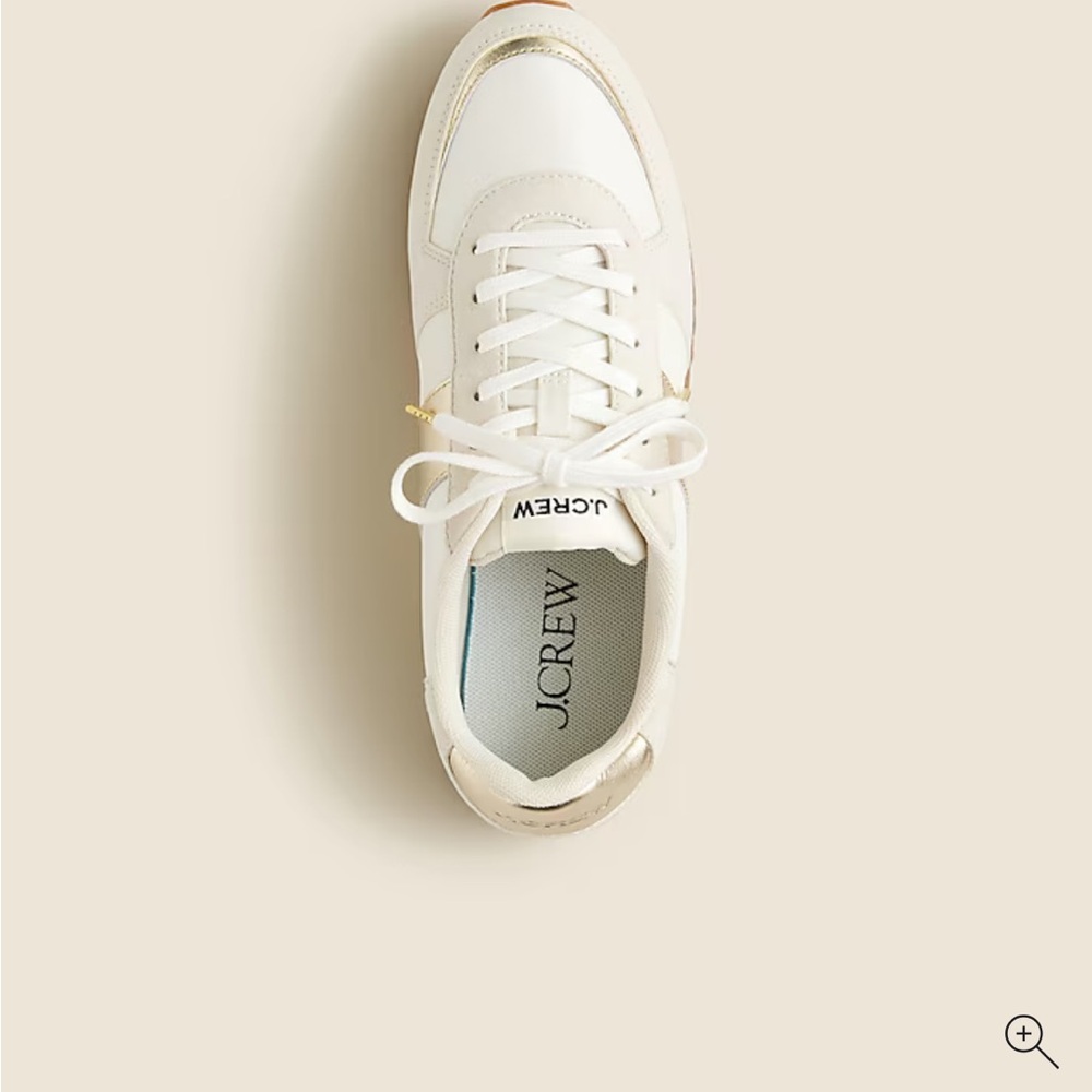 J Crew trainers in metallic colorblock Women's Cream Sneakers with Gold Accents - Picture 2 of 12